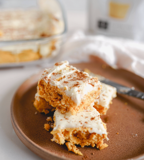 keto pumpkin bars with
cream cheese frosting