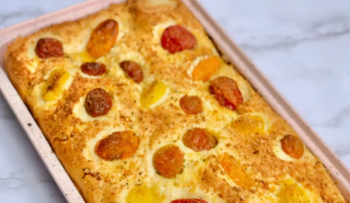 cherry tomato & garlic parmesan focaccia