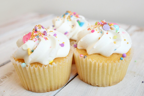 Allulose sweetener sugar alternative cupcakes with icing