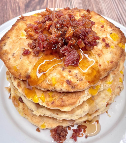 bacon and sweet corn pancakes