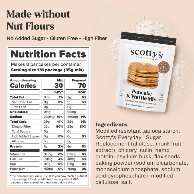 Pancake & Waffle Mix - Gluten Free, 0g Total Sugars, High Fiber