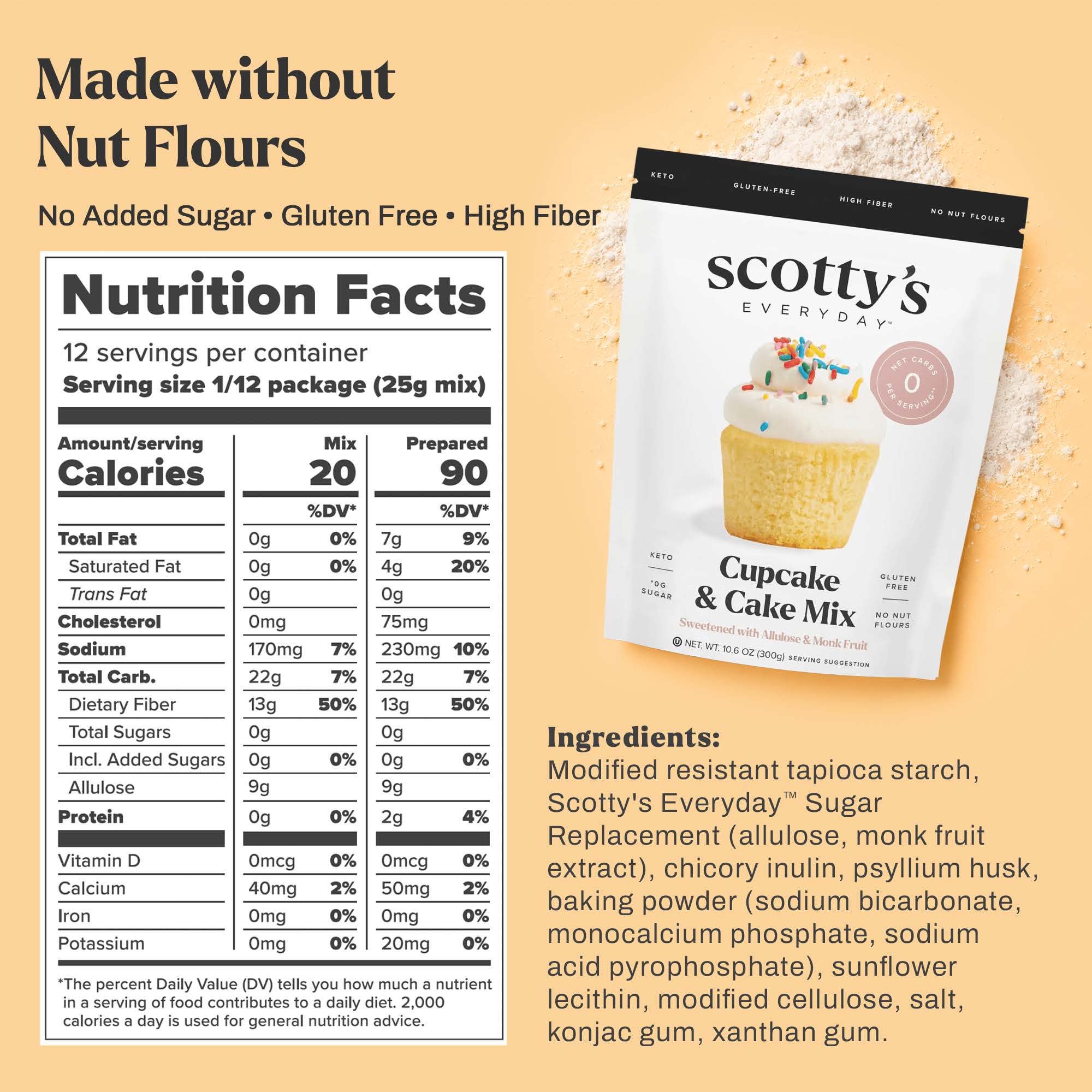 Cupcake Mix - Gluten Free, 0g Total Sugars, High Fiber
