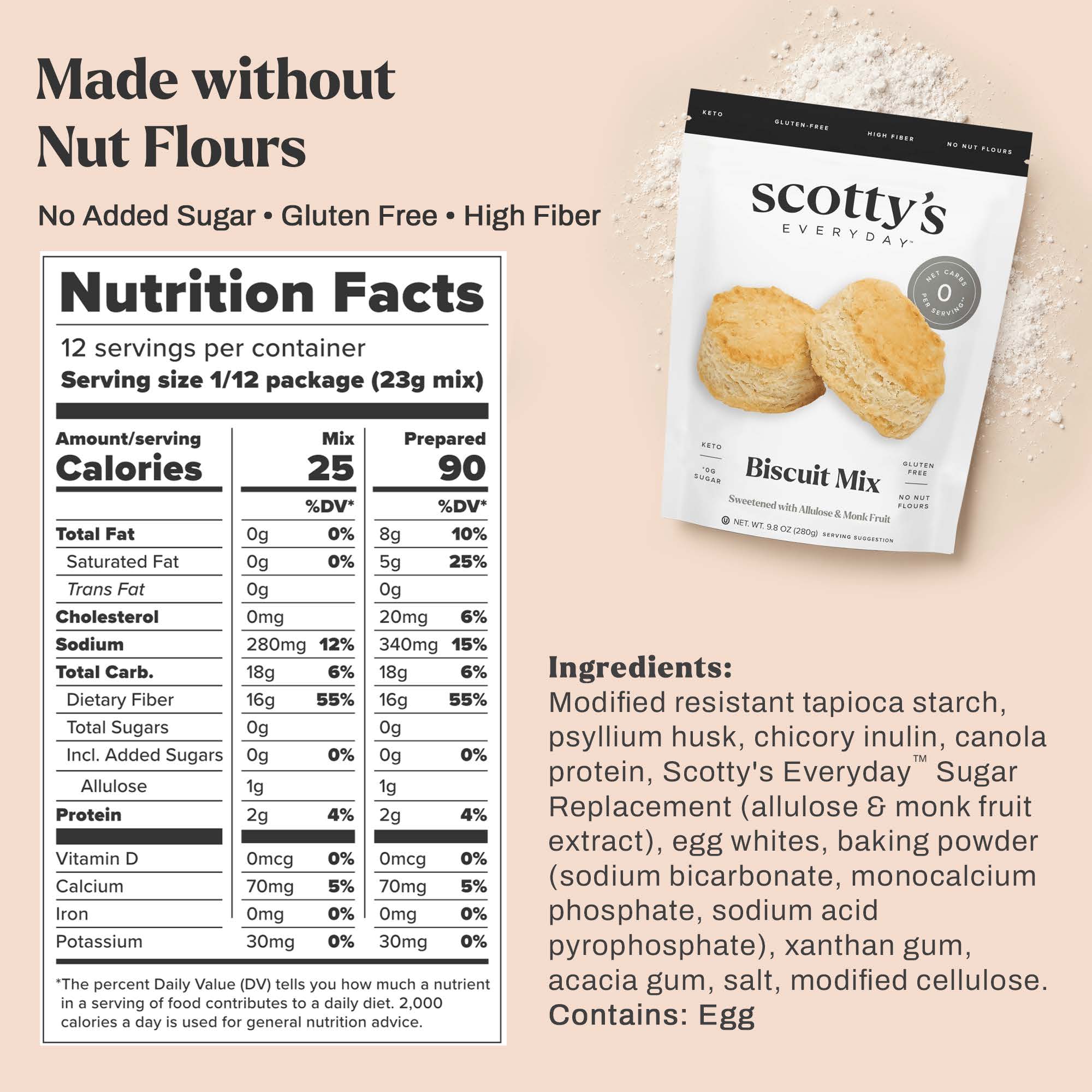 Biscuit Mix – Gluten Free, 0g Total Sugars, High Fiber