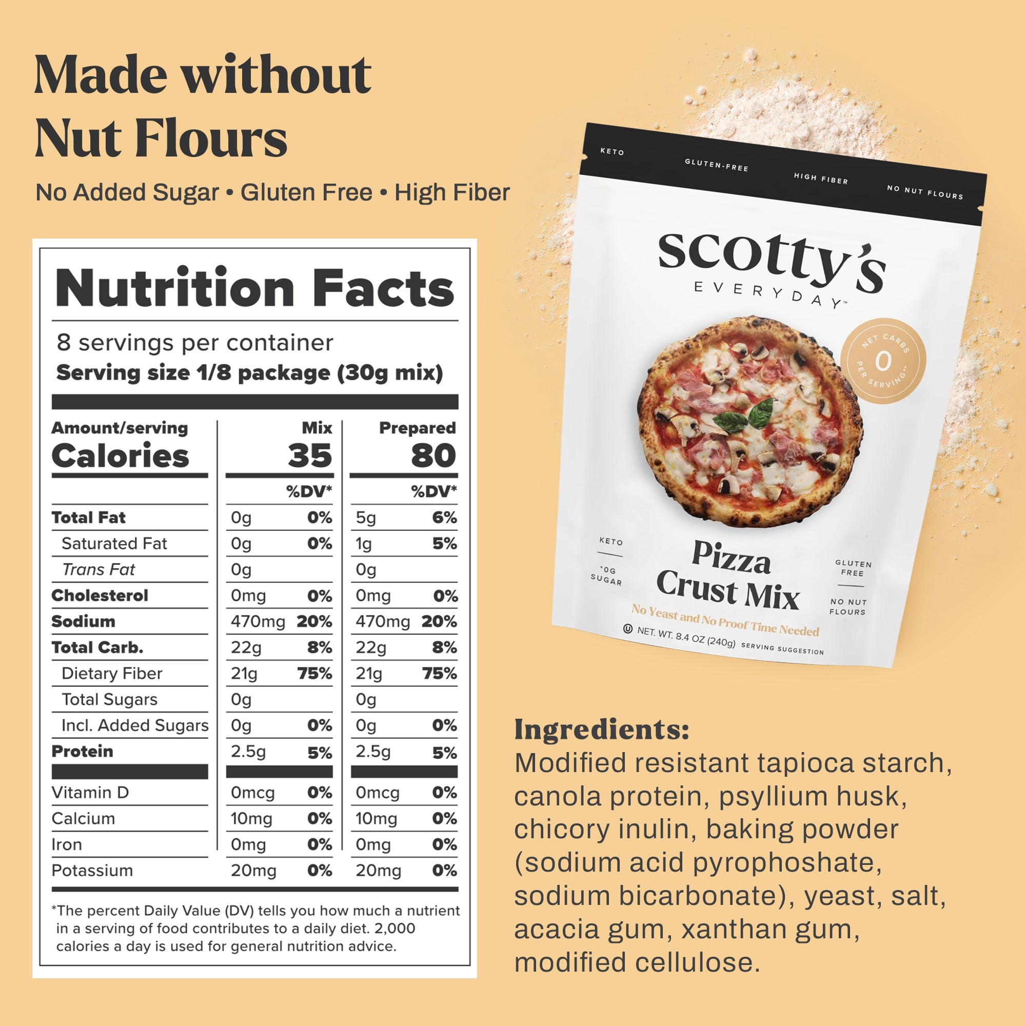 Pizza Crust Mix – Gluten Free, 0g Total Sugars, High Fiber